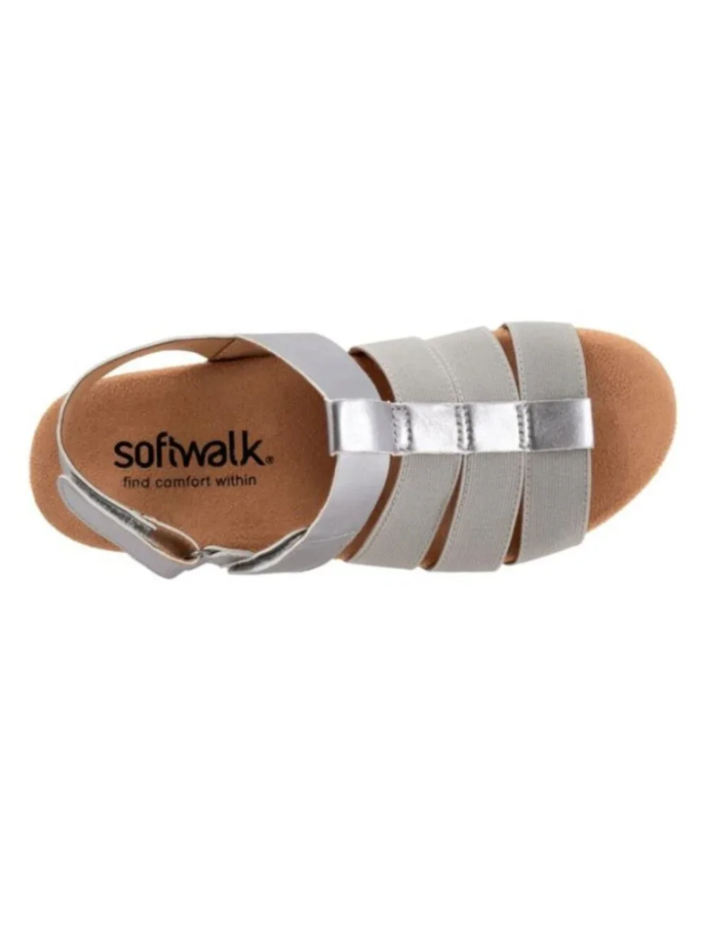 SoftWalk Burnaby Women's Stretch Leather Fisherman Sandal - Pewter